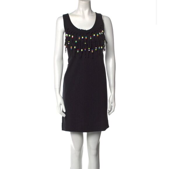 NWT Love Moschino Bohemian dress with fringe and beads sz 44 Italy us 8 - Picture 1 of 7